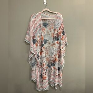 Kimono, bohemian, cover up , one size fits all fits 3x , floral